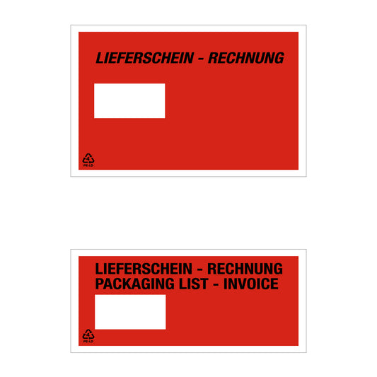 Paklijst- en documentenvelop venster links — Vooraanzicht rechtstreeks van fabrikant Elke Plastic