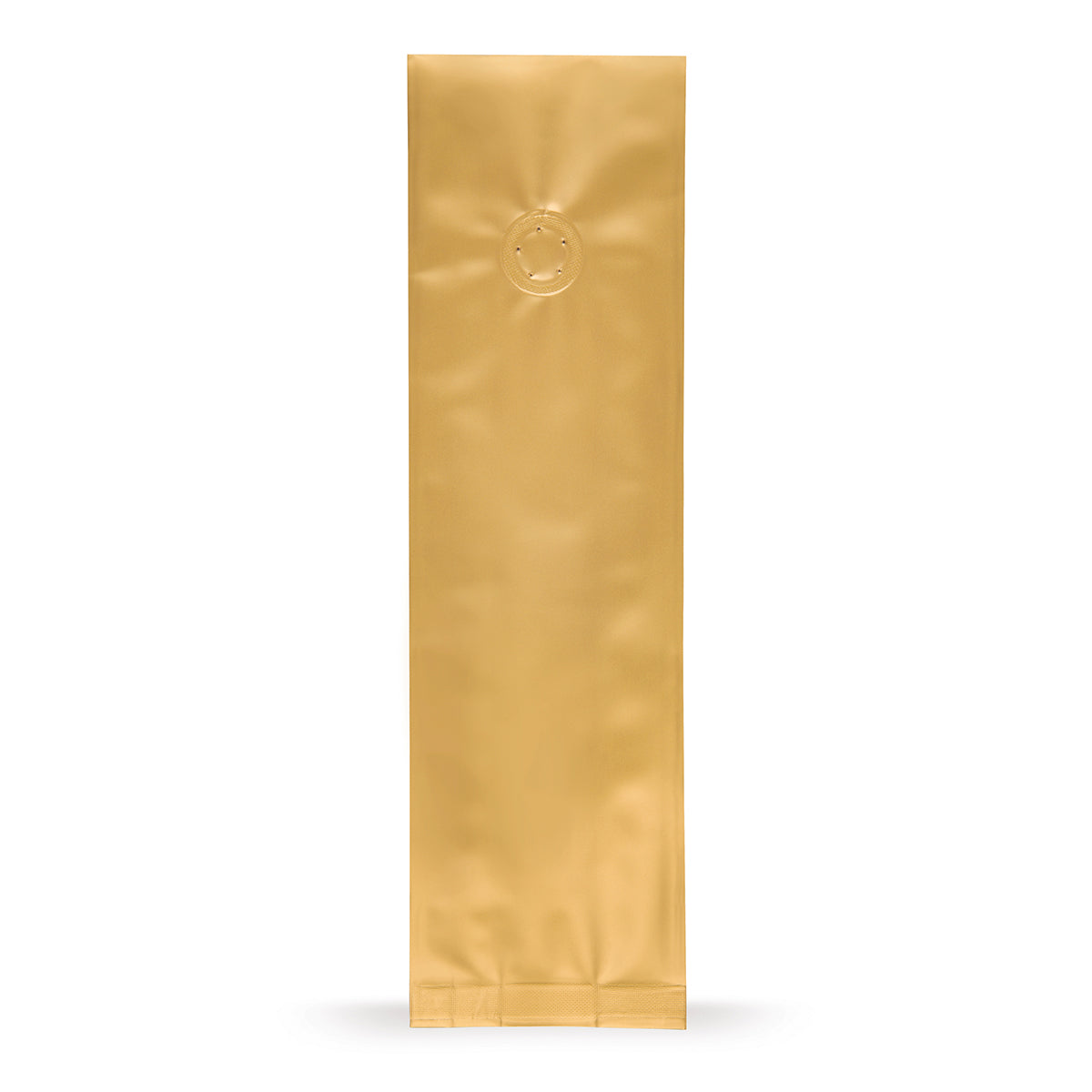 Zijvouwzakken goud met aroma-beschermventiel — Vooraanzicht van de zak met aromaventiel, aromabescherming van Elke Plastic