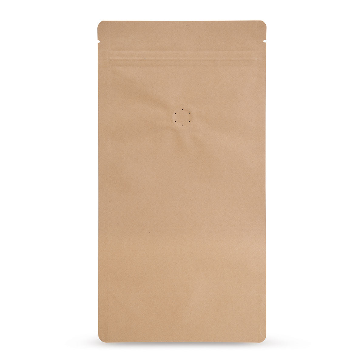 Stazakken kraftpapier met aroma-beschermventiel — Vooraanzicht van de zak met aromaventiel, kraftpapier-uitstraling van Elke Plastic
