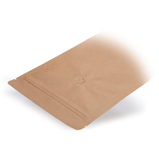 Stazakken kraftpapier met aroma-beschermventiel — Detailweergave in een typische verpakkingstoepassing met voorbeeldinhoud
